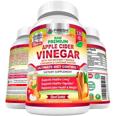 Fresh Healthcare Premium Raw Apple Cider Vinegar Complex - 120 Vegan Capsules