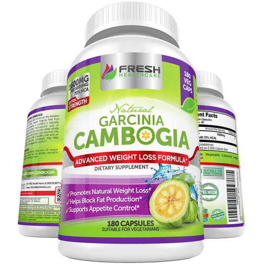 Fresh Healthcare 100% Pure Garcinia Cambogia Natural Extract - 180 Vegan Capsules - Fresh Healthcare