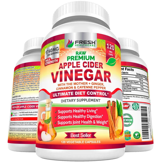 Fresh Healthcare Premium Raw Apple Cider Vinegar Complex - 120 Vegan Capsules - Fresh Healthcare