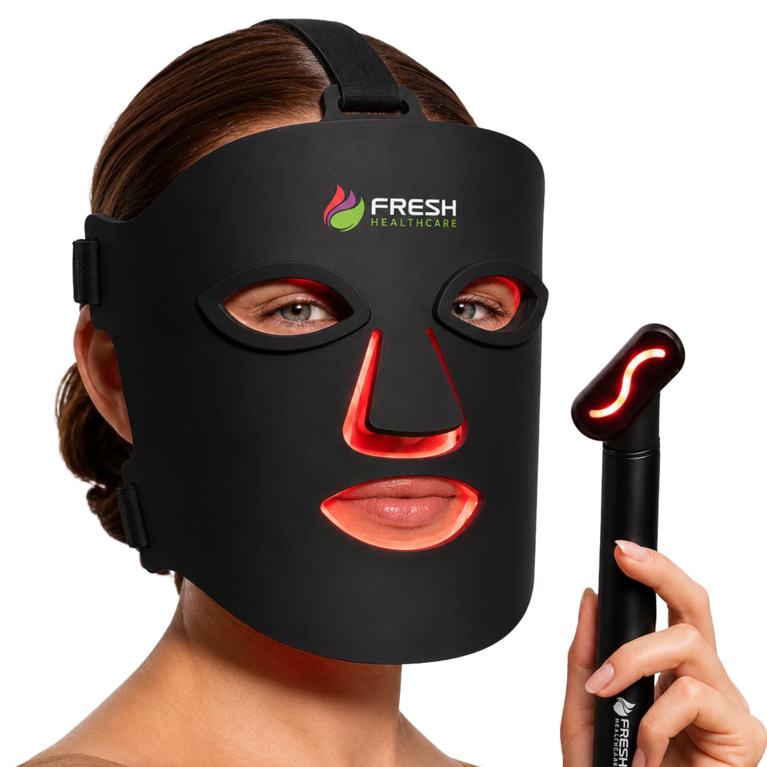 Fresh Healthcare Red Light Face Mask & Wand Kit with Cooling Gel Insert