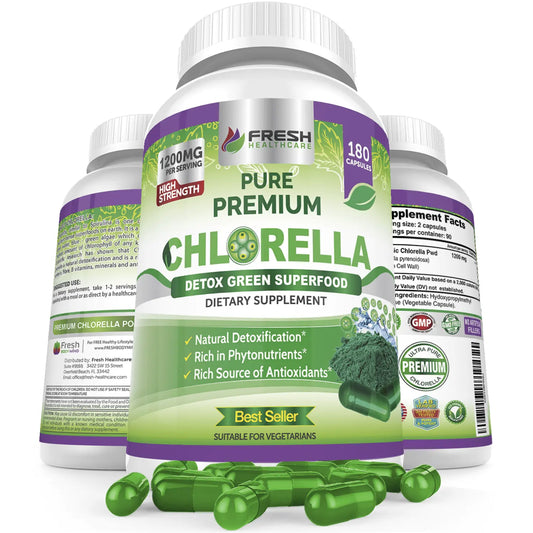 Fresh Healthcare Chlorella Natural Detox Superfood – 180 Vegan Capsules - Fresh Healthcare