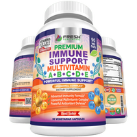 Immune Support Multivitamin for Men and Women - Vitamins A, B, C, D, E - 90 Vegan Caps