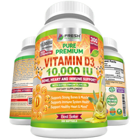 Vitamin D 10,000 IU with Extra Virgin Olive - Support Immune, Bone & Heart Health - 300 Softgels